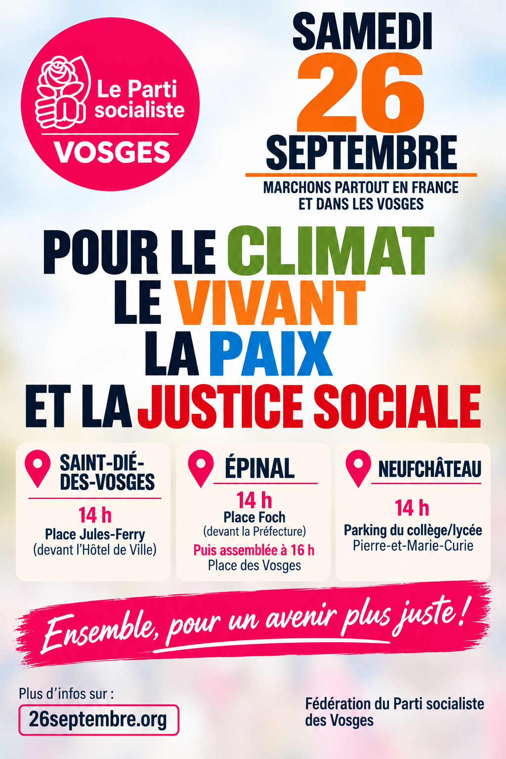 26 septembre - Pour le climat, le vivant, la paix et la justice sociale